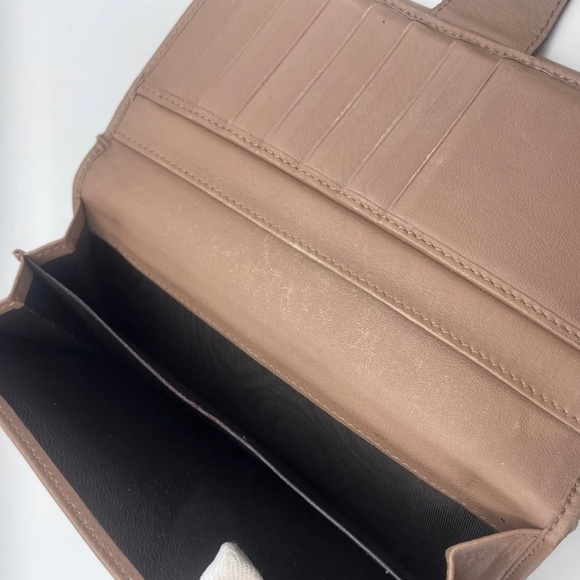Authentic Vintage GUCCI Leather Long Wallet Brown Canvas Made in Italy NO BOX - Picture 12 of 14